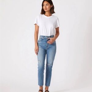 SLVRLAKE Jean Beatnik High Rise Slim Ankle Rockaway Revolve Med Wash  Sz 26 NEW